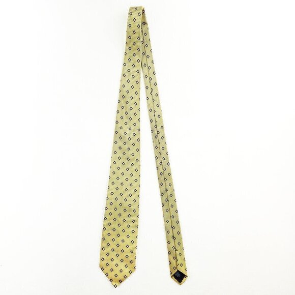 Brooks Brothers Makers Geometric Neck Tie Silk Cotton Textured 60" Gold Made USA - Picture 7 of 12